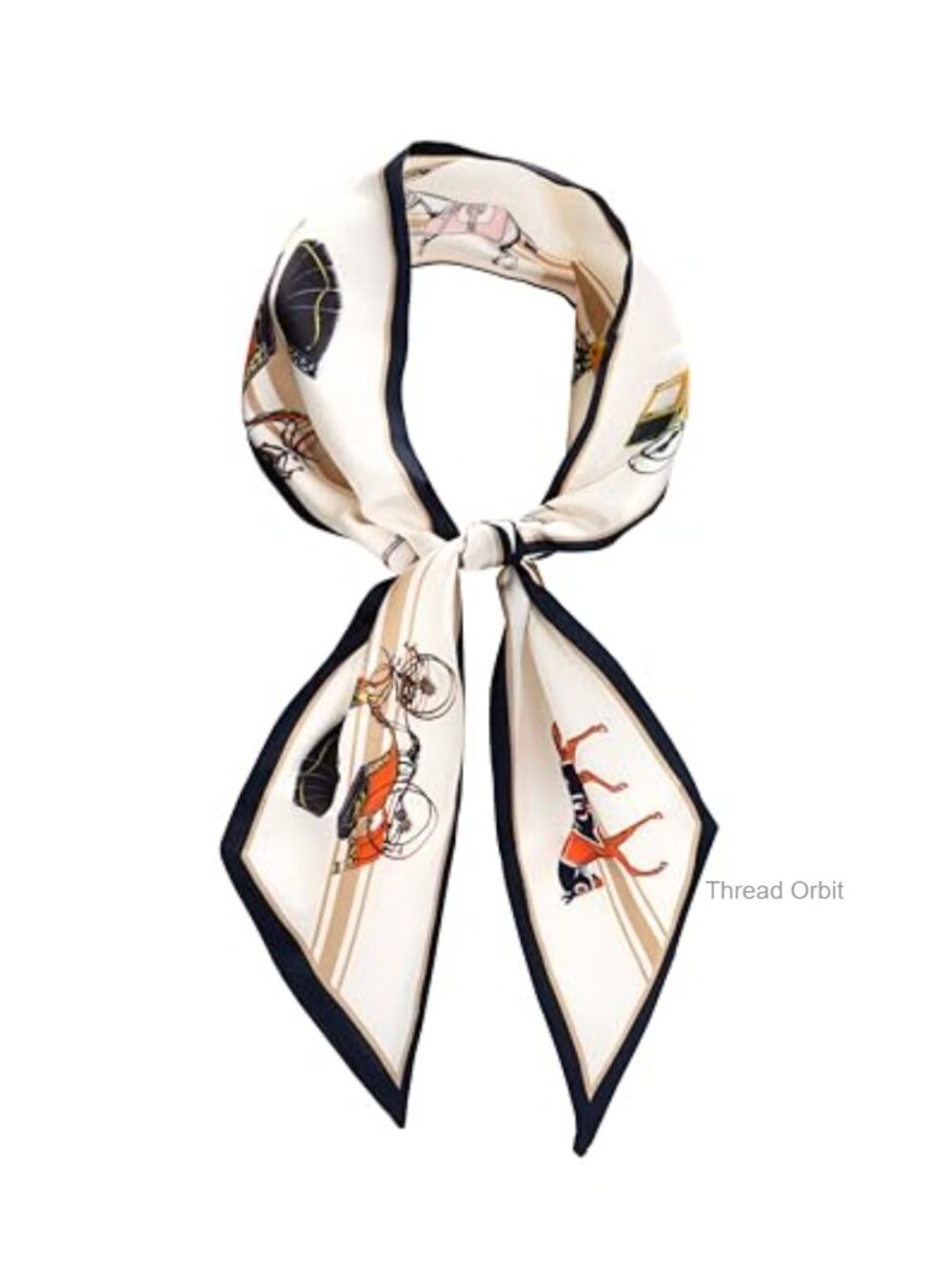 Horse Print Satin Scarf Skinny Neck Tie Hair Wrap Purse Accessory